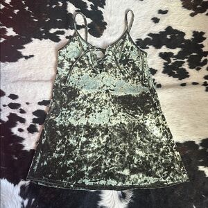 Forever 21 Olive Green Velvet Mini Dress Y2K Size Medium